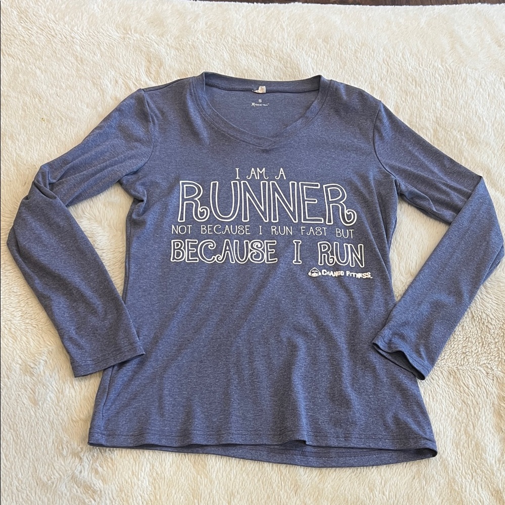 Blue Graphic ‘ I Am A Runner' Long Sleeve Tee size small